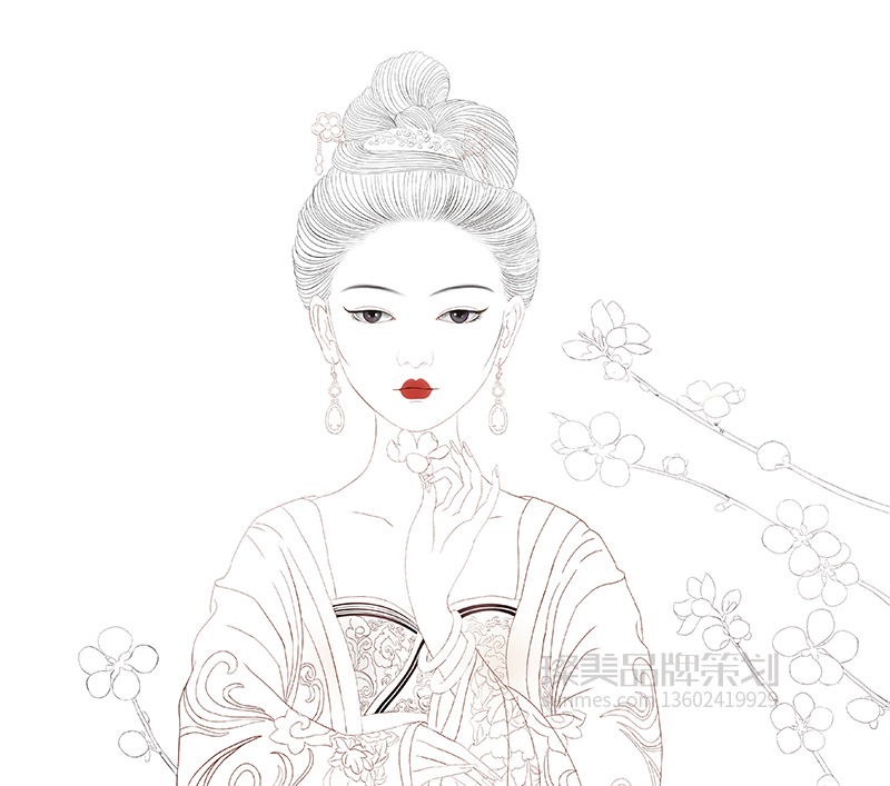 ucuis 插畫(huà)國(guó)潮風(fēng)化妝品線稿手繪圖
